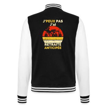 Early Retirement Humor T-Shirt - College Sweat Jacket - black/white - Back - Marisol (170cm)