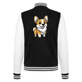 Corgi Dog Comic Cute - College Sweat Jacket - black/white - Back - Marisol (170cm)
