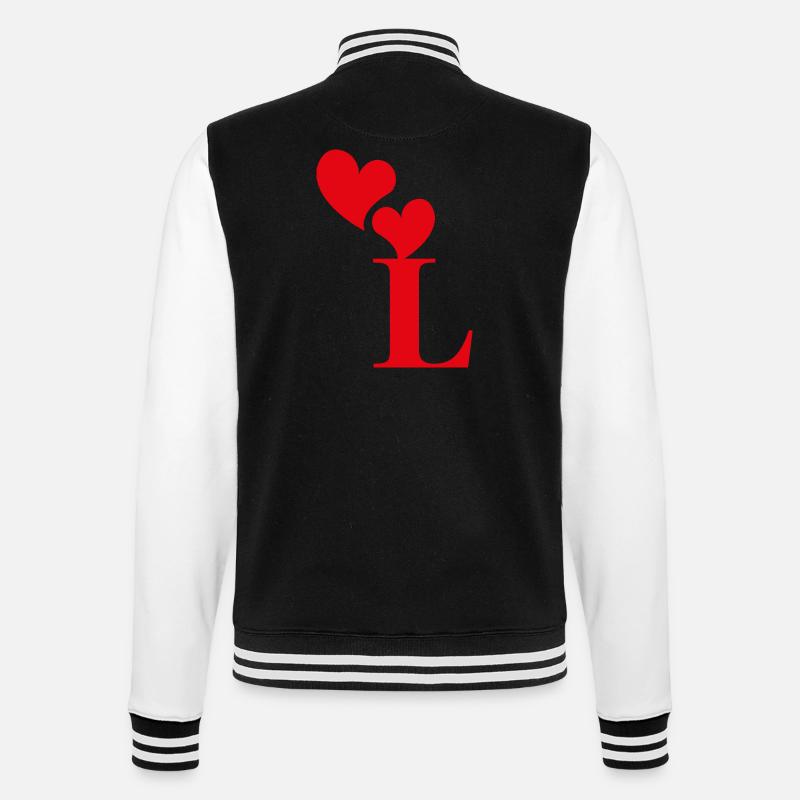 Buchstabe l rotes Herz - College-Sweatjacke - Schwarz/Weiß