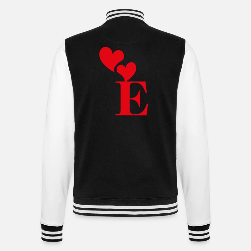 Buchstabe e rotes Herz - College-Sweatjacke - Schwarz/Weiß