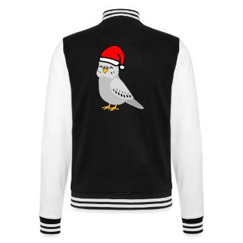Christmas - Festive Gray Budgie - College Sweat Jacket - black/white - Back - Marisol (170cm)