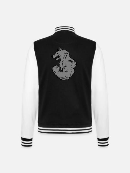 Strong Wolf - College Sweat Jacket - black/white