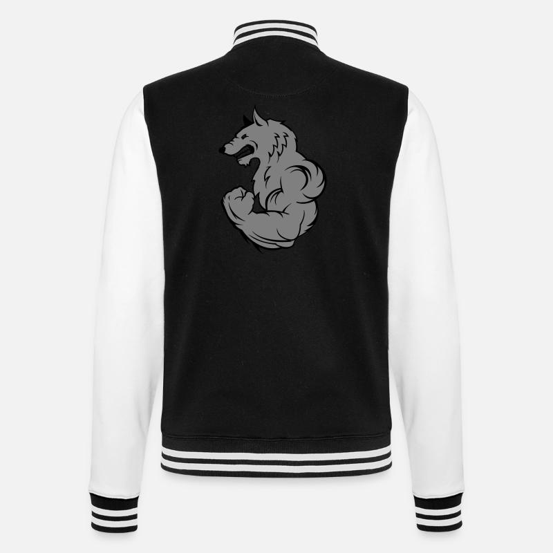 strong wolf - College-Sweatjacke - Schwarz/Weiß