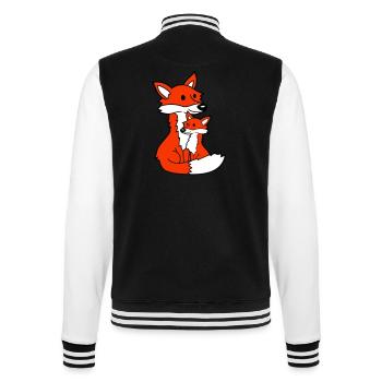 2 Foxes Mother Red Fox Little Child Father Mom - College Sweat Jacket - black/white - Back - Marisol (170cm)