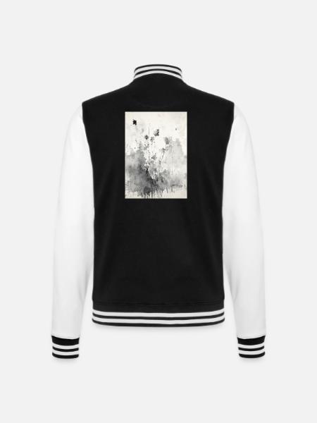 Abstrakte Aquarellmalerei - College-Sweatjacke - Schwarz/Weiß