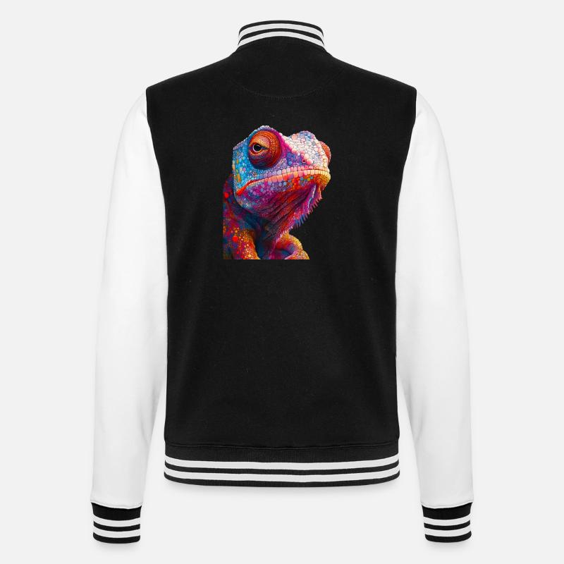 Chamäleon - College-Sweatjacke - Schwarz/Weiß