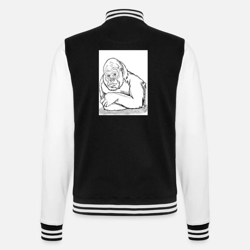 Nachdenklicher Gorilla - College-Sweatjacke - Schwarz/Weiß