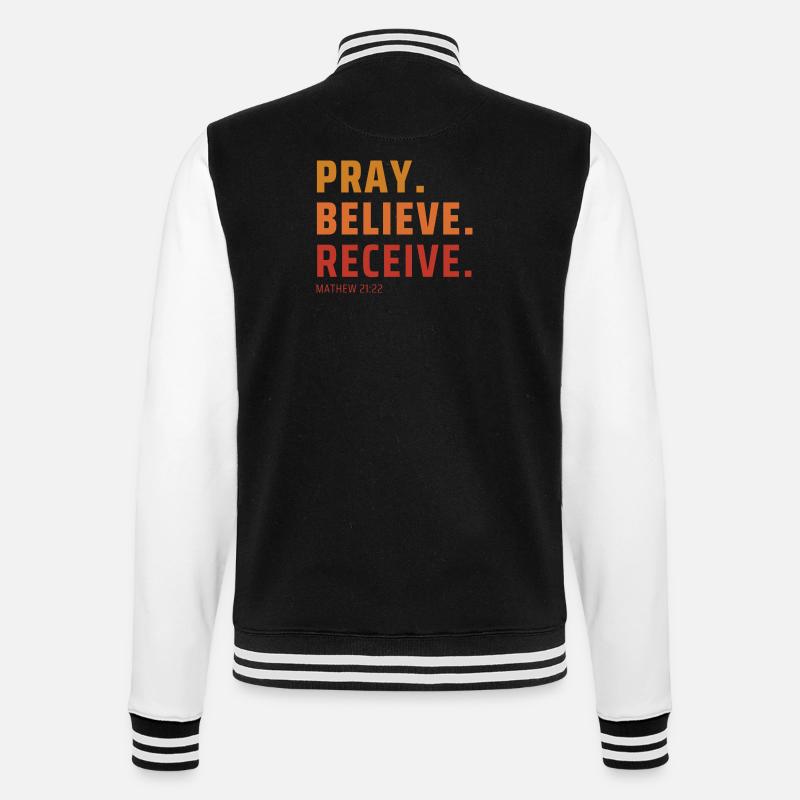 Pray Believe, Receive Gradient - College-Sweatjacke - Schwarz/Weiß