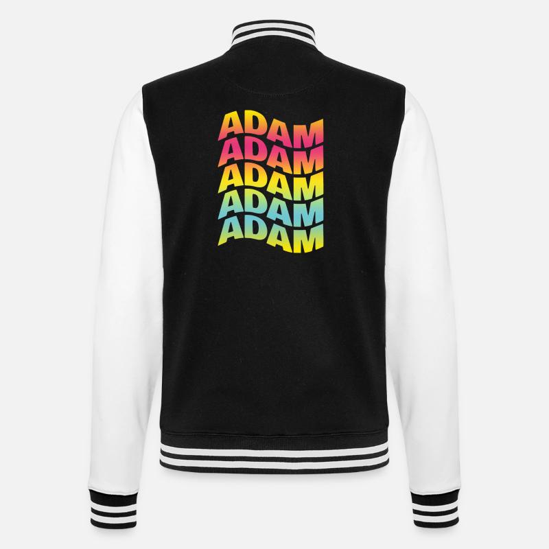 t-shirt Adam text wavy text effect - College Sweat Jacket - black/white