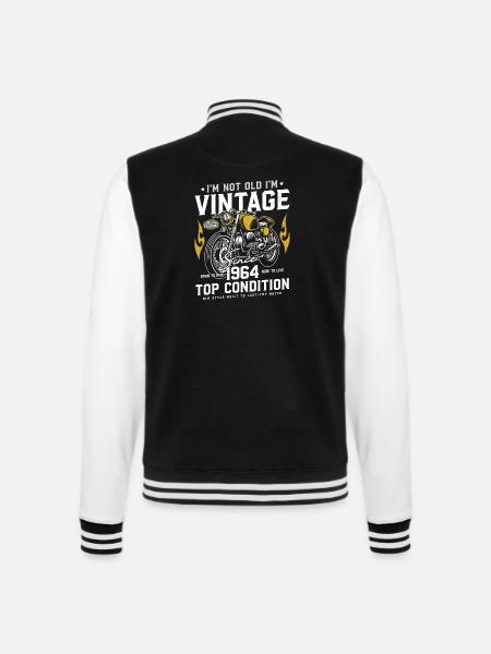 1964 Jahrgang Geburtstag Retro Vintage Motorrad - College-Sweatjacke - Schwarz/Weiß