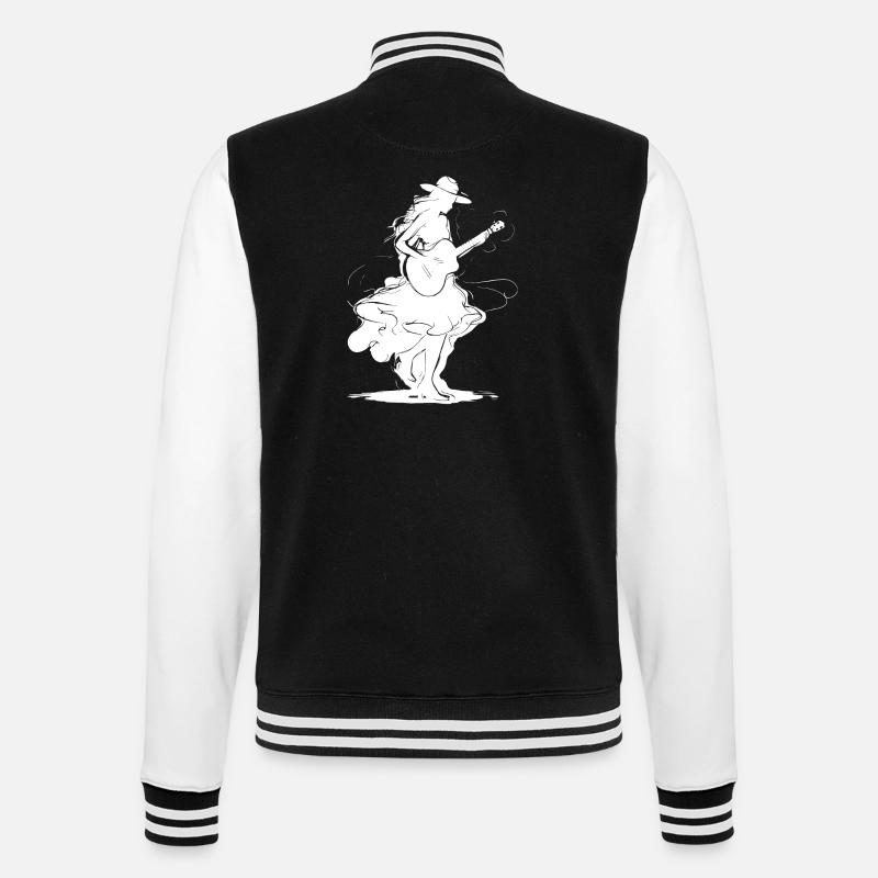 Gitarrenmädchen - College-Sweatjacke - Schwarz/Weiß