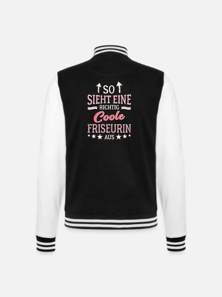 So sieht eine richtig coole Friseurin aus Coiffeur - College-Sweatjacke - Schwarz/Weiß