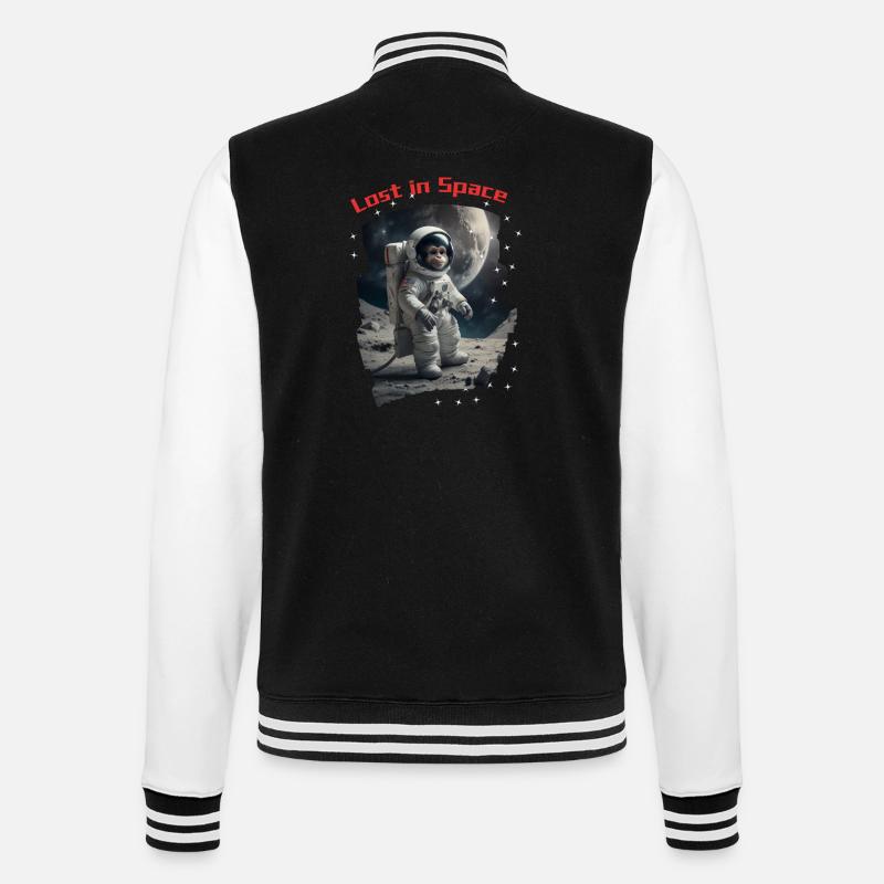 Lost in Space - Affe als Astronaut - College-Sweatjacke - Schwarz/Weiß