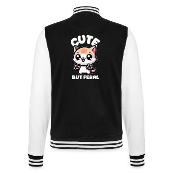 Cute but wild cat - College Sweat Jacket - black/white - Back - Marisol (170cm)