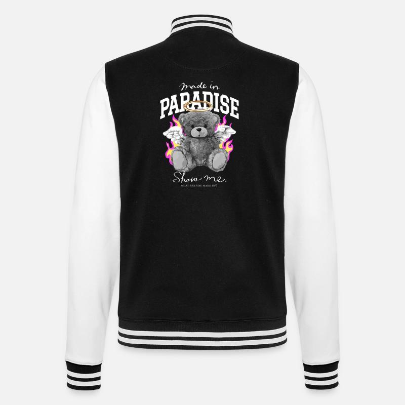 Made in Paradise Bear - College Sweat Jacket - black/white