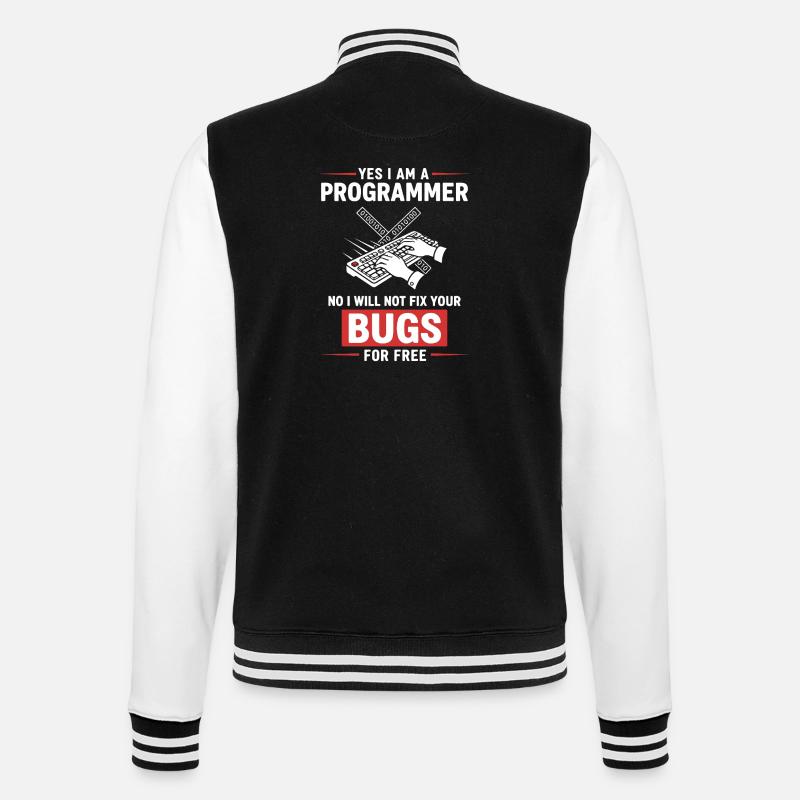 Humor Fixed Programmer No Bugs - College Sweat Jacket - black/white