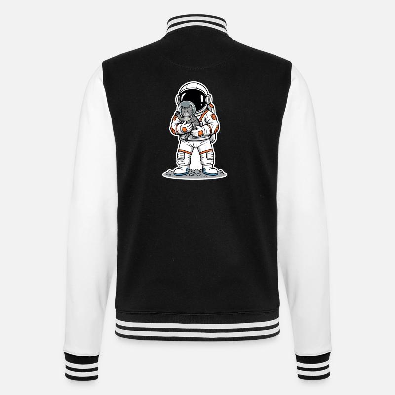 Chat Gris Astronaute Espace Câlin Mignon - Veste Teddy - noir/blanc