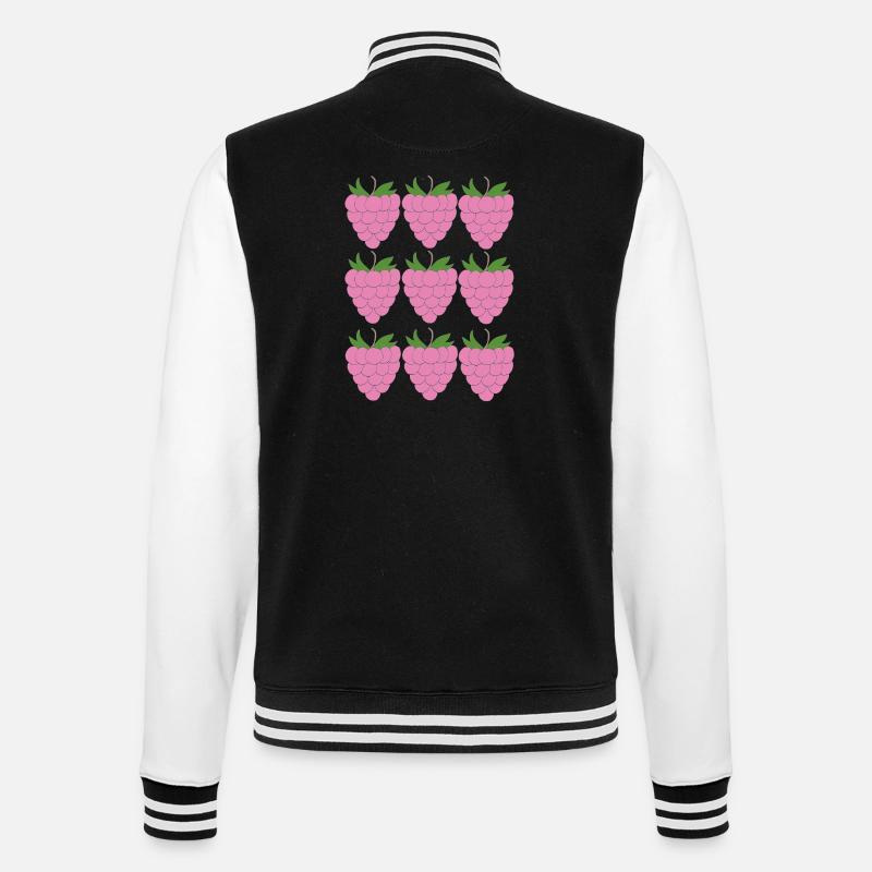 Raspberry Grid Pattern - College Sweat Jacket - black/white