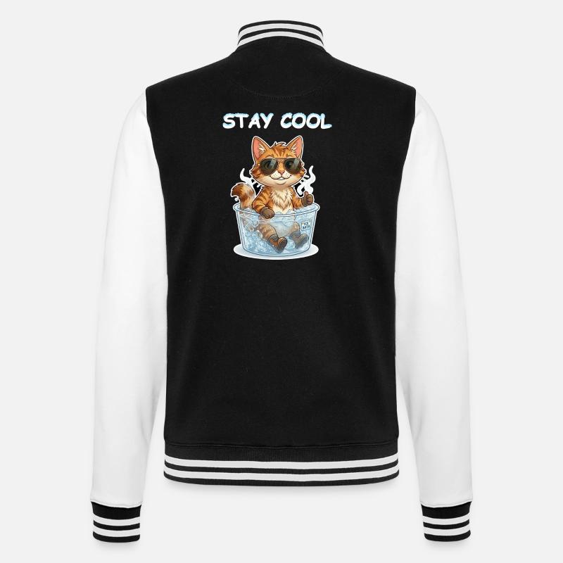 Eisbad Kätzchen Cool Bleiben - College-Sweatjacke - Schwarz/Weiß