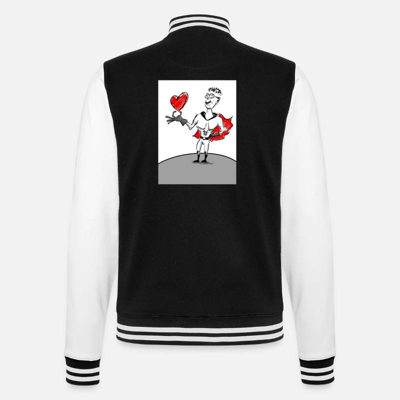 Herzheld: Superheld mit Herz - College-Sweatjacke - Schwarz/Weiß