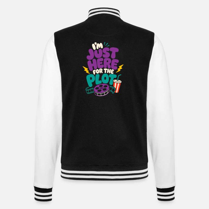 Just Here For The Plot - College Sweat Jacket - black/white