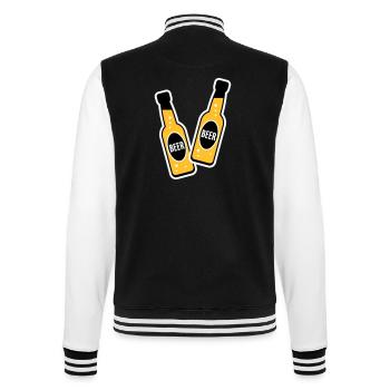 2 Toastende Bierflaschen (Bier / NEG / 3C) - College-Sweatjacke - Schwarz/Weiß - Hinten - Marisol (170cm)