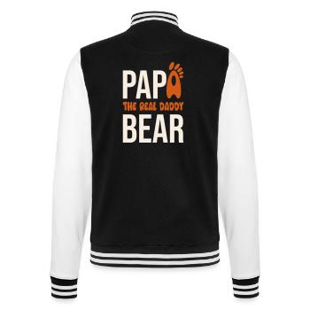 Papa Bear: El Real Daddy - College-Sweatjacke - Schwarz/Weiß - Hinten - Marisol (170cm)