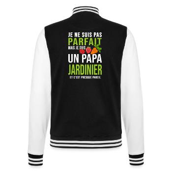 papa jardinier pas parfait papa jardinier jardin - Veste Teddy - noir/blanc - Dos - Marisol (170cm)