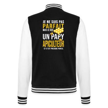 papy apiculteur pas parfait papi abeilles miel - Veste Teddy - noir/blanc - Dos - Marisol (170cm)