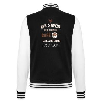 Ma soeur c est comme le café elle a un grain - Veste Teddy - noir/blanc - Dos - Marisol (170cm)