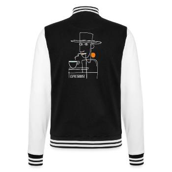 Espressionist - Espresso - Kaffee trinken - College-Sweatjacke - Schwarz/Weiß - Hinten - Marisol (170cm)