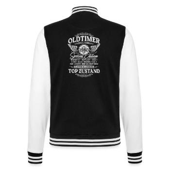 Oldtimer Baujahr 1980 Jahrgang Geburtstag Geschenk - College-Sweatjacke - Schwarz/Weiß - Hinten - Marisol (170cm)