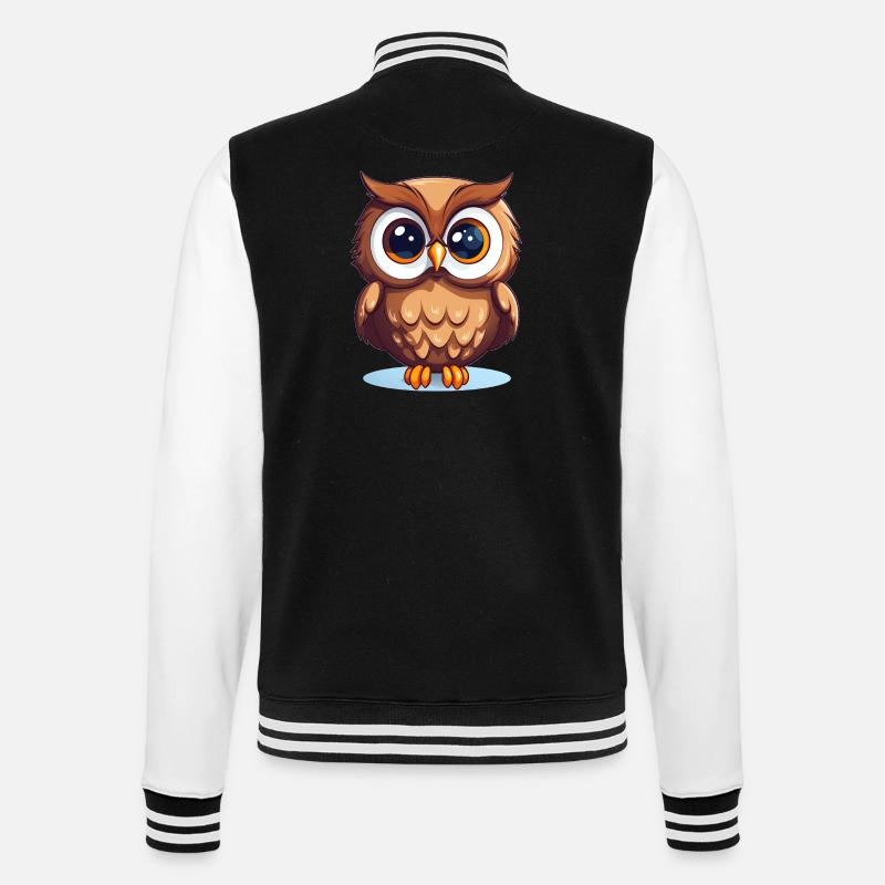 Süße cartoon Eule - College-Sweatjacke - Schwarz/Weiß