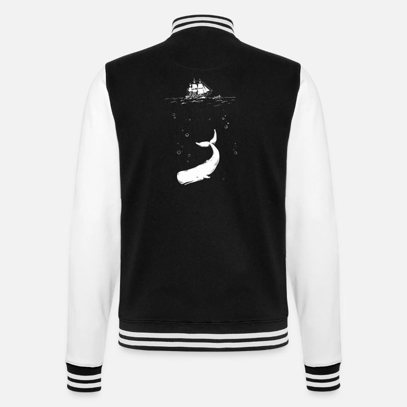 Moby Dick avec bateau - Veste Teddy - noir/blanc