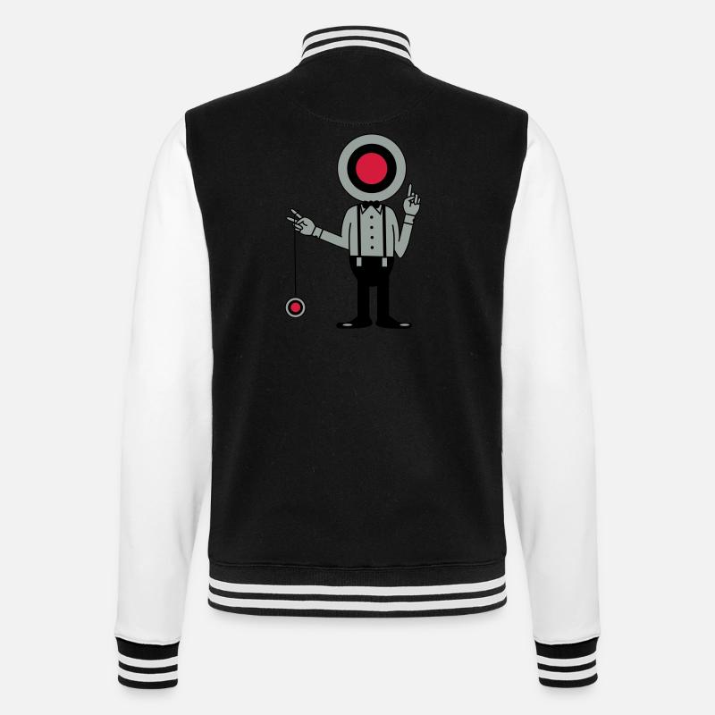 Mann mit Zielscheibe und Jojo - College-Sweatjacke - Schwarz/Weiß