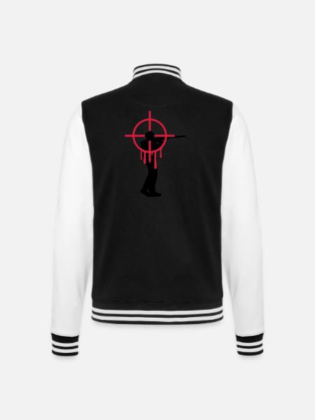 Headshot shooter sniper shoot bleed - College Sweat Jacket - black/white