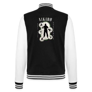 Aikido Kampfsport Kampfkunst Kämpfer Vintage Retro - College-Sweatjacke - Schwarz/Weiß - Hinten - Marisol (170cm)