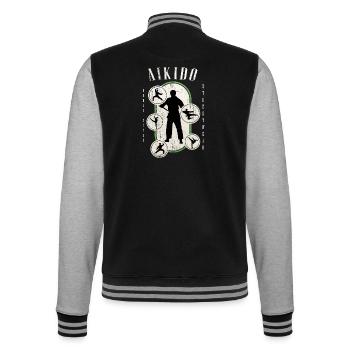 Aikido Kampfsport Kampfkunst Kämpfer Vintage Retro - College-Sweatjacke - Schwarz/Grau meliert - Hinten - Marisol (170cm)