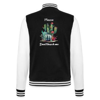 Bitte berühren Sie mich nicht - College-Sweatjacke - Schwarz/Weiß - Hinten - Marisol (170cm)