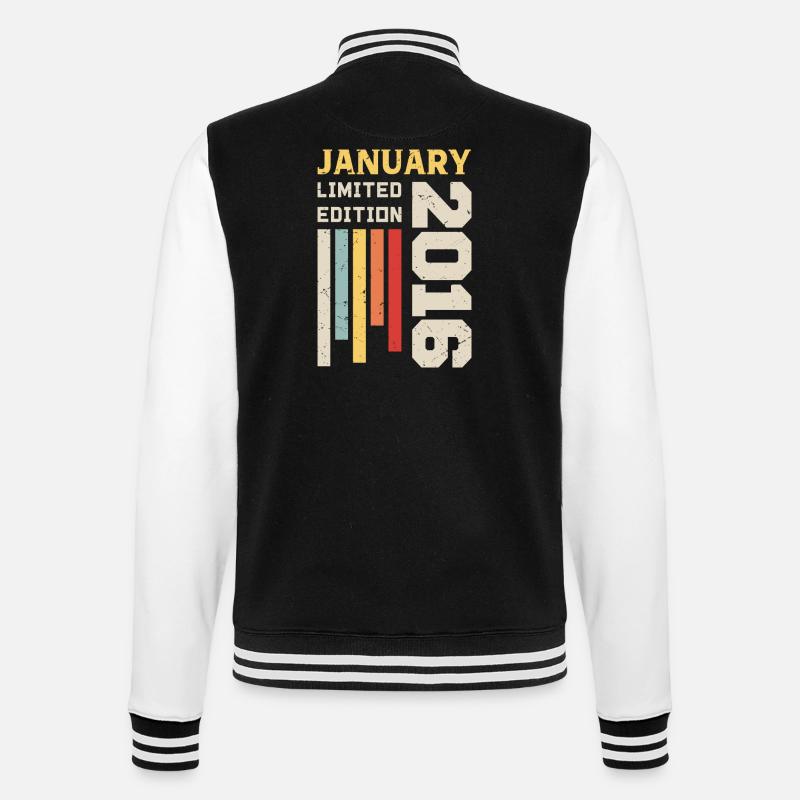 Januar 2016 - Januar 2016 Geburtstagsgeschenk - College-Sweatjacke - Schwarz/Weiß