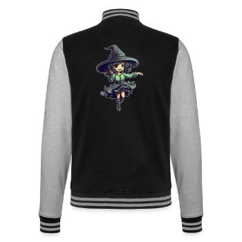 Halloween design cute witch - College Sweat Jacket - black/heather grey - Back - Marisol (170cm)