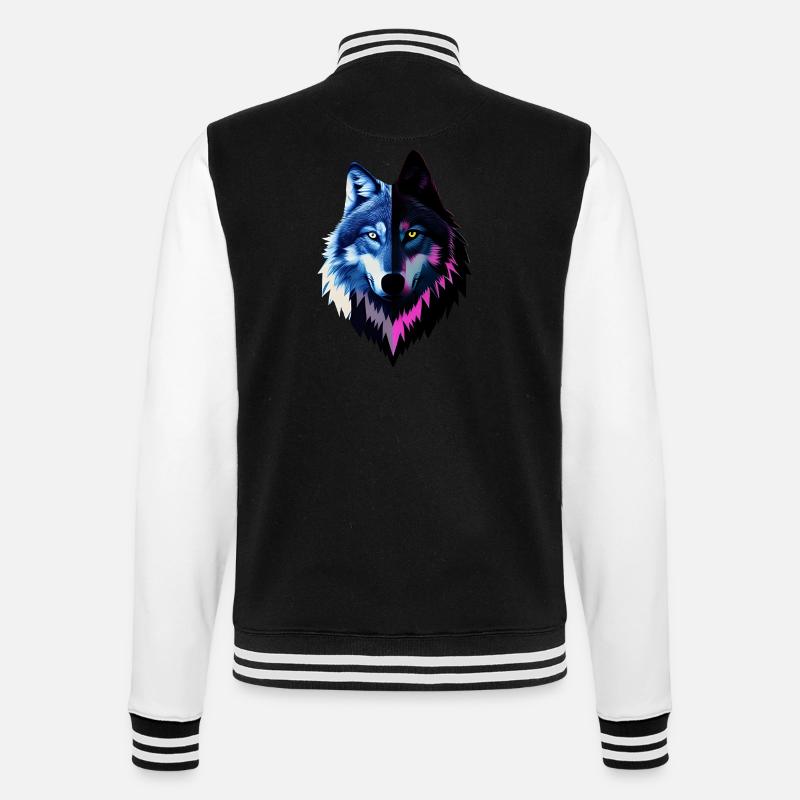 Wolf - College-Sweatjacke - Schwarz/Weiß