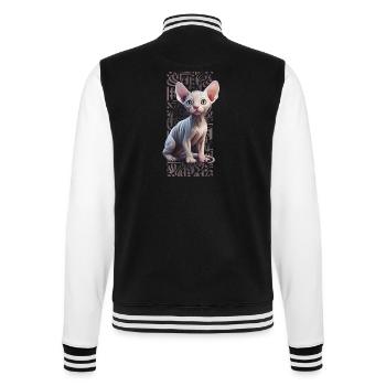 Sphynx Cat Calligraphitti - College-Sweatjacke - Schwarz/Weiß - Hinten - Marisol (170cm)
