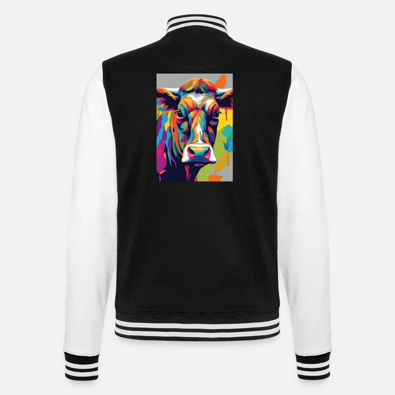 Crâne de vache coloré - Veste Teddy - noir/blanc