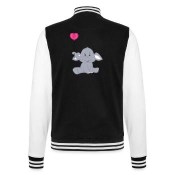 Baby Elefant mit Herz Luftbalon - College-Sweatjacke - Schwarz/Weiß - Hinten - Marisol (170cm)