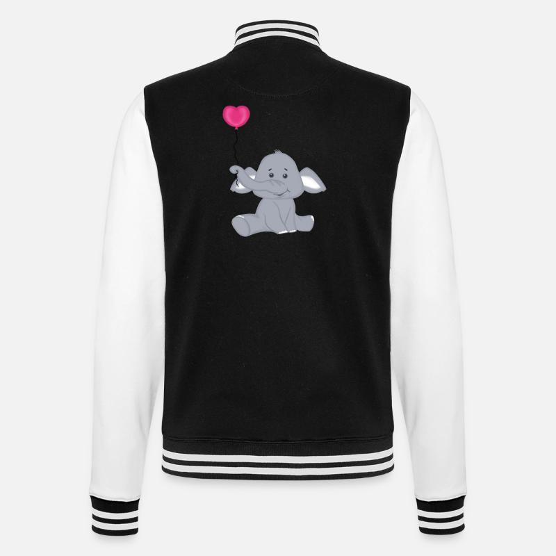 Bébé éléphant avec montgolfière coeur - Veste Teddy - noir/blanc
