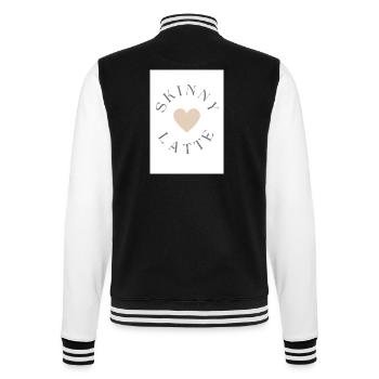 Skinny Latte Word with Coffee Color Heart - College Sweat Jacket - black/white - Back - Marisol (170cm)