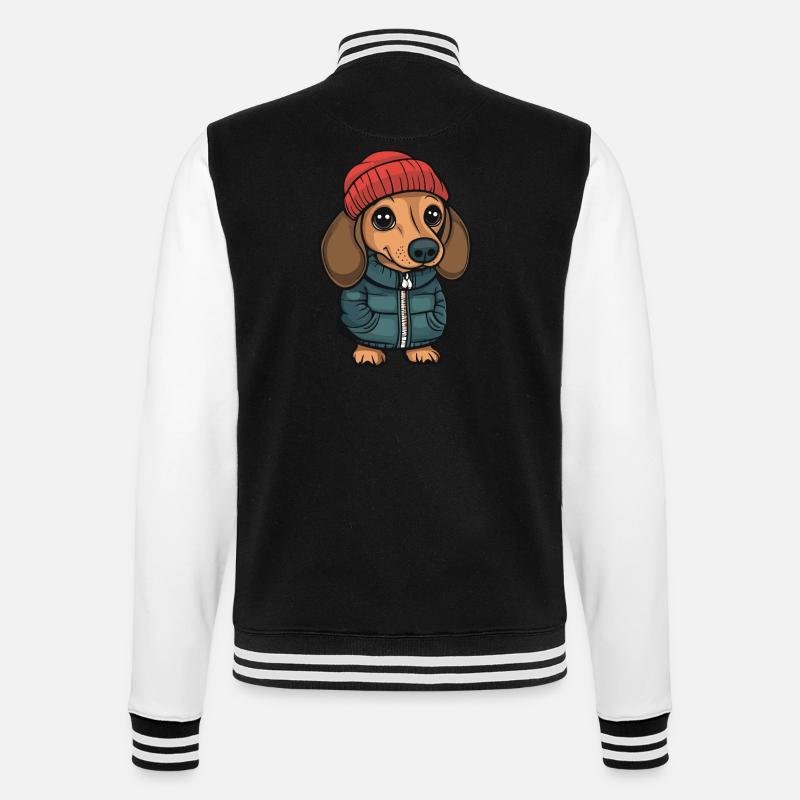 Dackel teckel dessin animé - Veste Teddy - noir/blanc