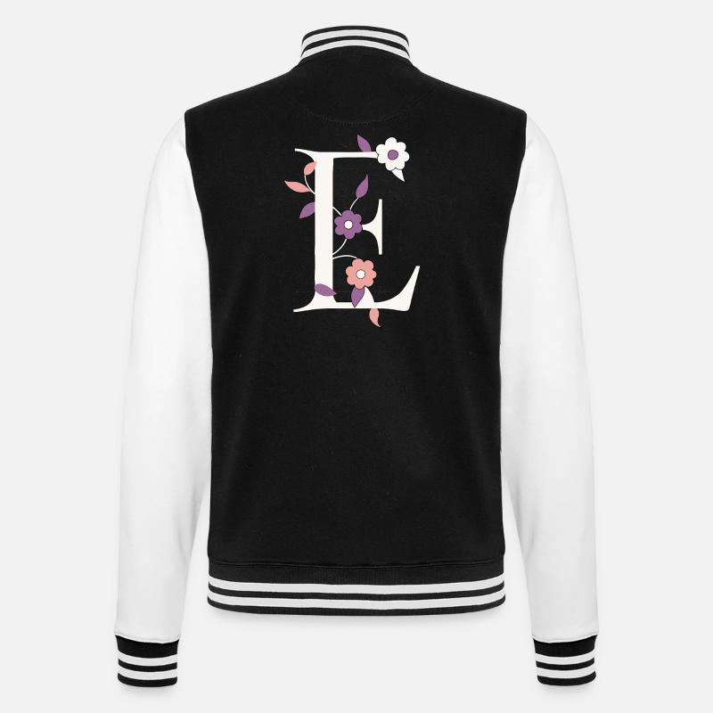 Letter E Monogram Retro - College Sweat Jacket - black/white