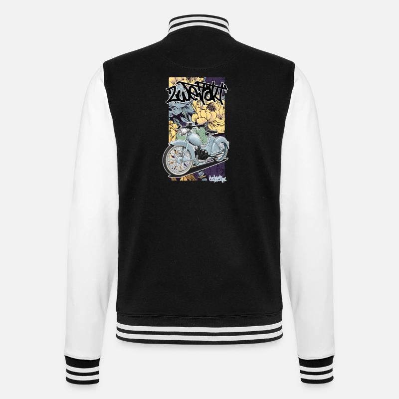 SR 2 (hellblau) // Illustration - College-Sweatjacke - Schwarz/Weiß